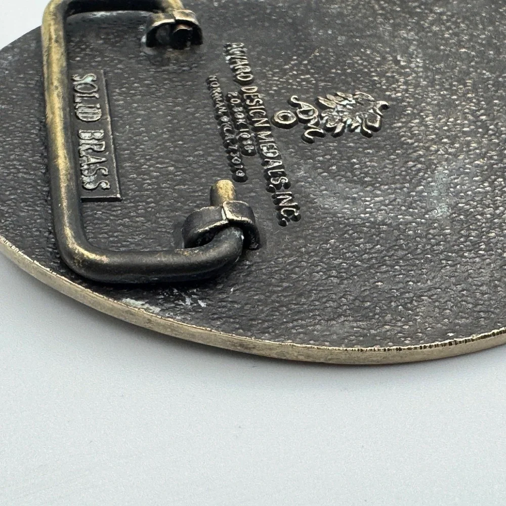 Vintage BC Manufacturing Inc Solid Brass Belt Buckle Award Design Medals Oil Gas